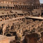 The exposed underground passages beneath the Colosseum arena