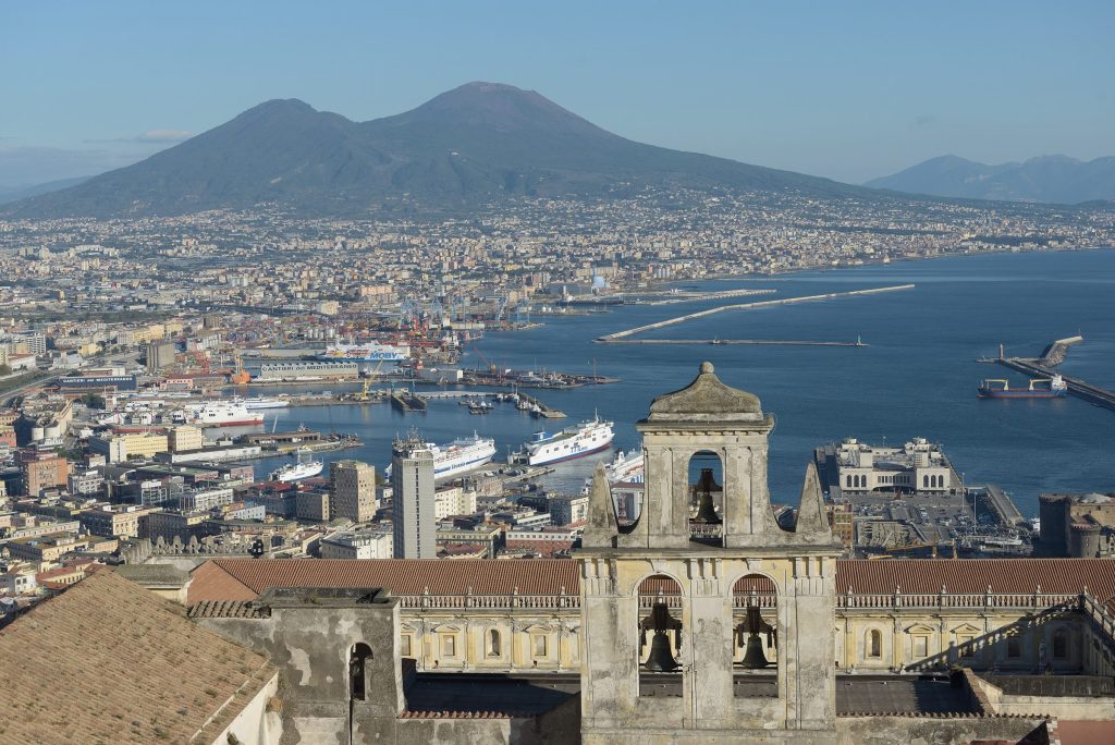 Naples and its bay with Mount Vesuvius beyond