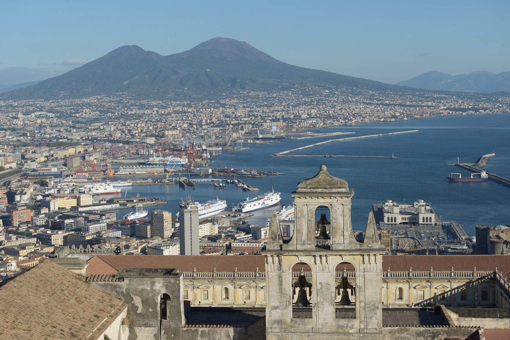 Naples and its bay with Mount Vesuvius beyond